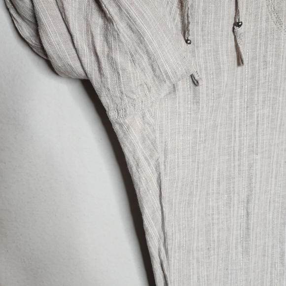 M&S Love Linen Grey Silver Stripe Flowy Pull On Pants. Women's size 12 long. - Picture 13 of 17